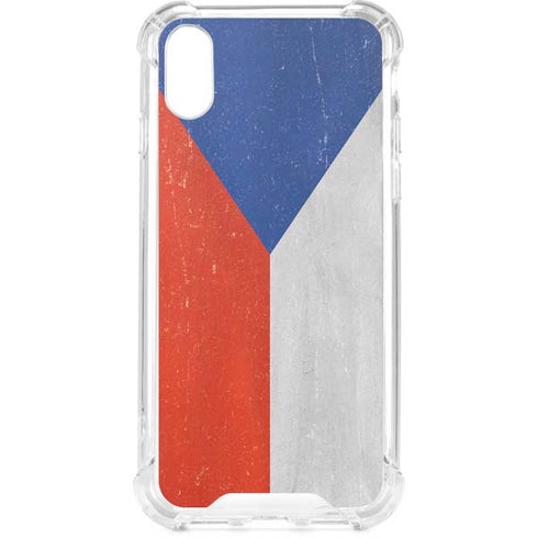 Czech Republic Flag Distressed iPhone XS Clear Case